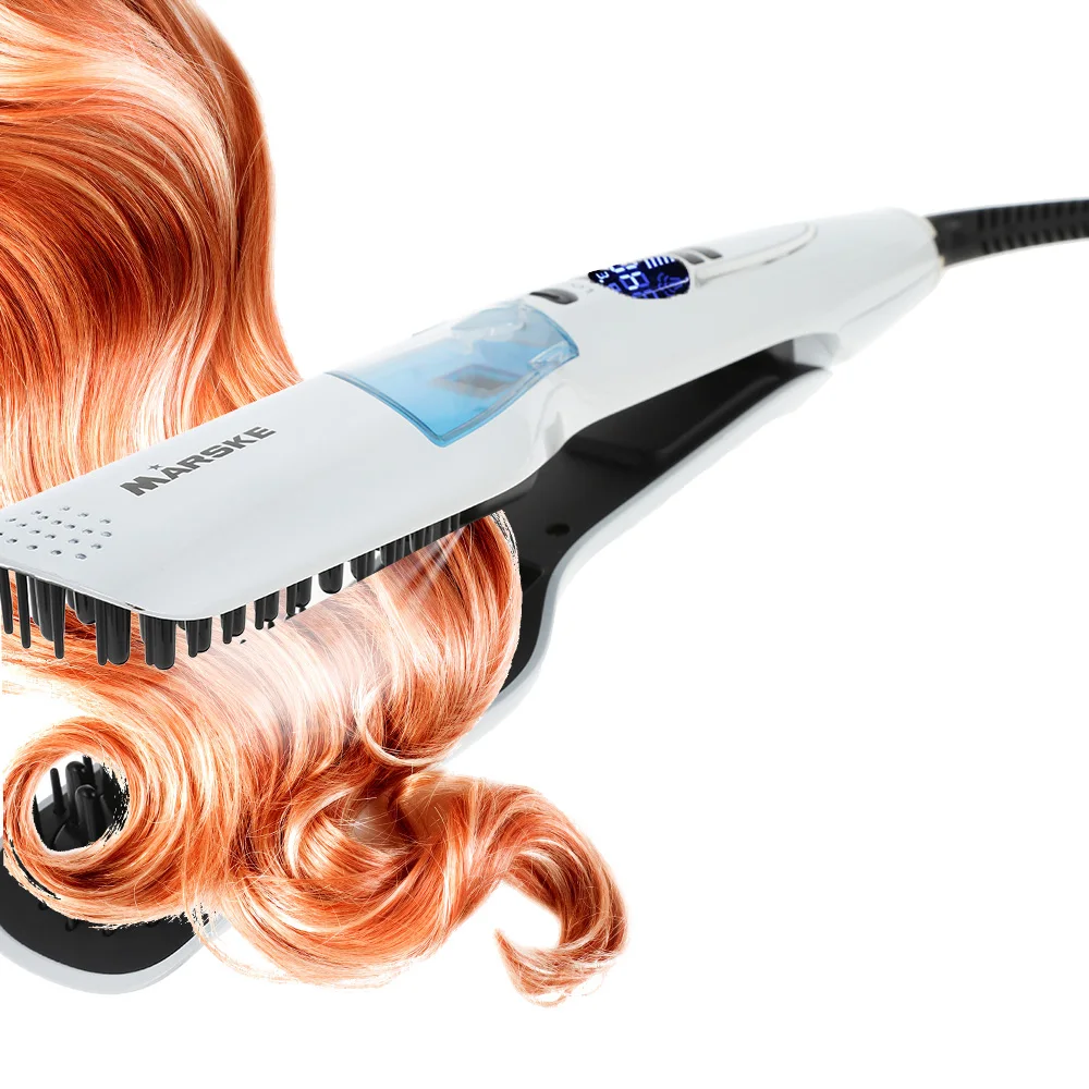 

110-240V Steam Function Vapor Professional Hair Straightener Straightening Irons Tourmaline Ceramic Brush Comb Hairbrush M3