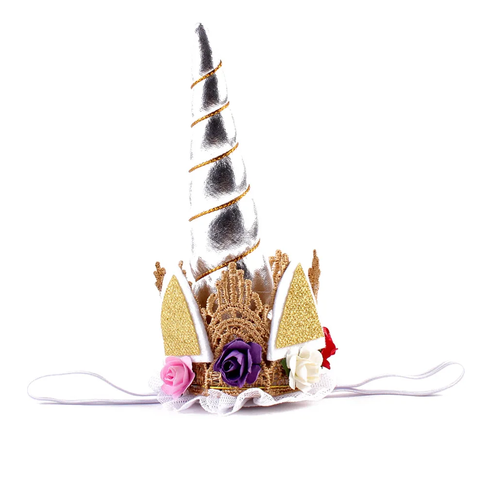 1PC Trendy Children Princess Unicorn Horn Lace Crown Toddler Girl Headband Flower Hairband Headdress | Украшения и аксессуары
