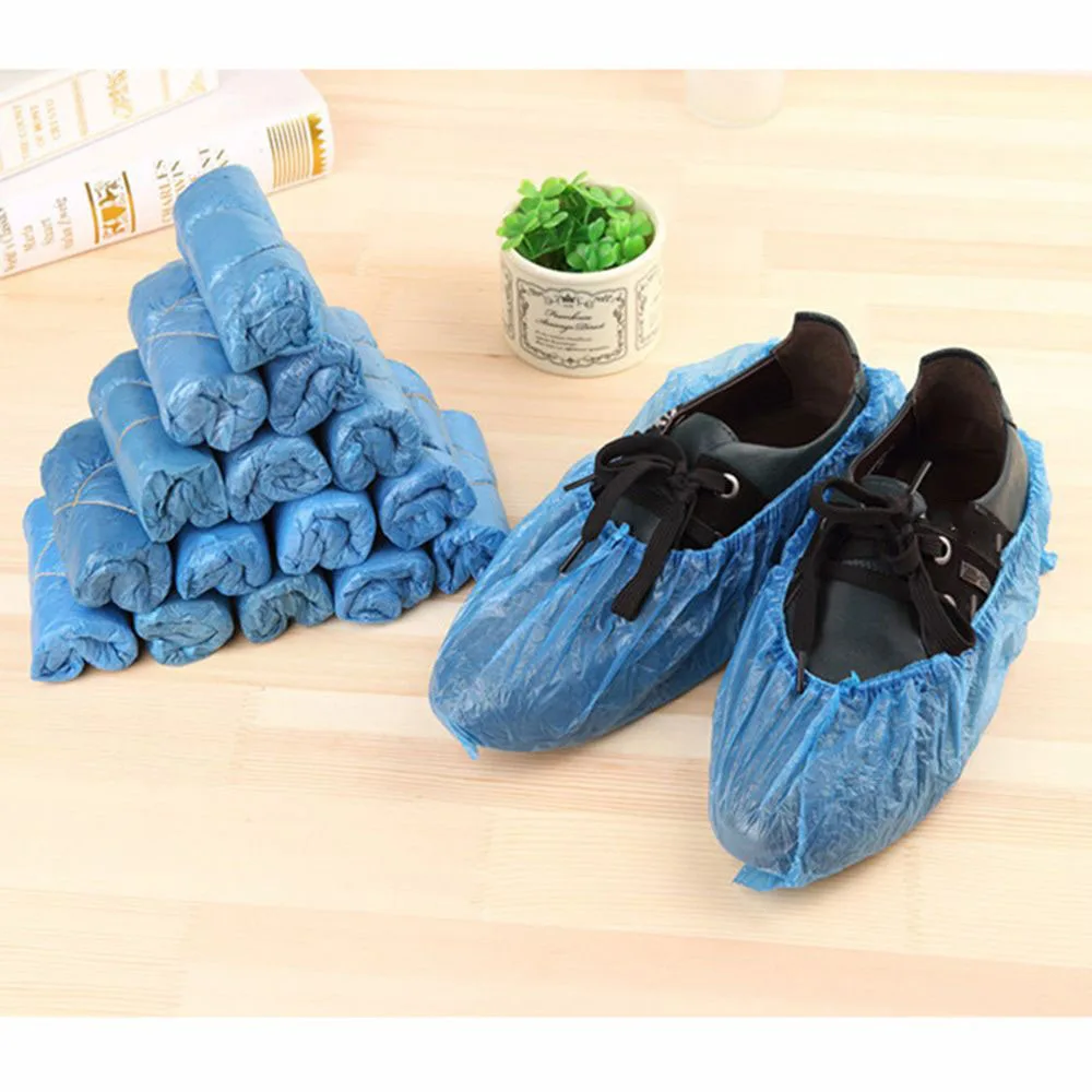 

1Pack/100 Pcs Medical Waterproof Boot Covers Plastic Disposable Shoe Covers Overshoes Rain Shoe Covers Mud-proof Blue Color