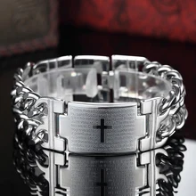 Панк браслет из нержавеющей стали мужские ювелирные изделия не выцветают винтажные библейские крест брендовые браслеты на запястье Мужские украшения Pulseras модные подарки