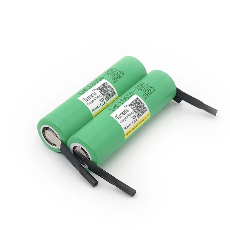 18650 аккумулятор 25r inr18650 2500mah 20a с никелевым аккумулятором diy для