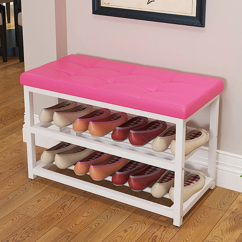Современный двухслойный стеллаж для хранения обуви, стул с мягким сиденьем для гостиной, Обувной Ящик, шкаф, обувь, органайзер, подставка, полка