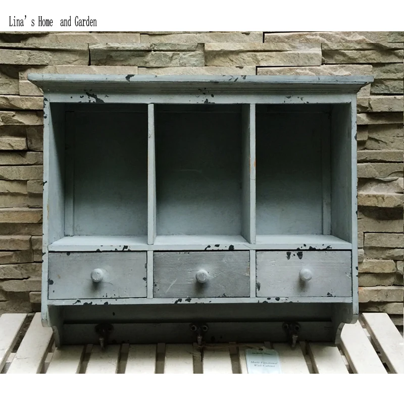 handmade solid small wood shabby and chic wall cabinet (4)