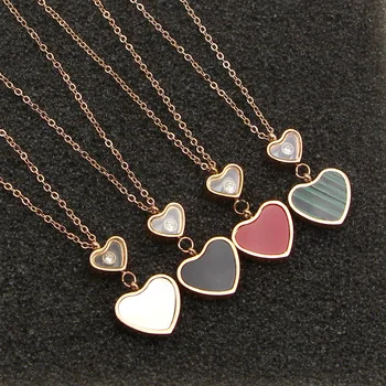 

Hot Sale Black White Red Green Color Heart Stainless Steel Necklaces