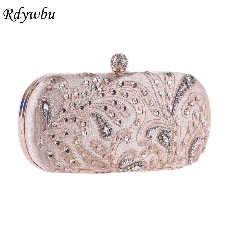 

Rdywbu Luxury Handmade Diamonds Chain Evening Bag Women Fashion Embroidery Beaded Clutches Shoulder Bag Party Wedding Bolsa B237