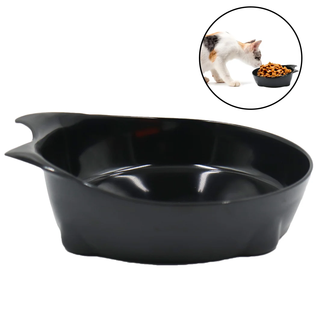 Black 1/2/комплект из 3 предметов, милые однотонные Цвет обувь на плоской подошве с украшением в виде кошачьих ушек Форма кошка миска прекрасный кошачьими ушками Форма миска для собак и кошек для Еда воды Pet Кормовые принадлежности - Цвет: Black