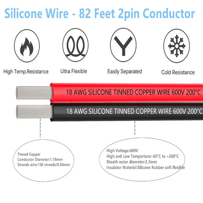 18 AWG Электрический провод с силиконовой оплеткой 20 м 2pin Удлинительный кабель провода шнур Кабели гибкий крюк пряди Луженая Медь оси провода