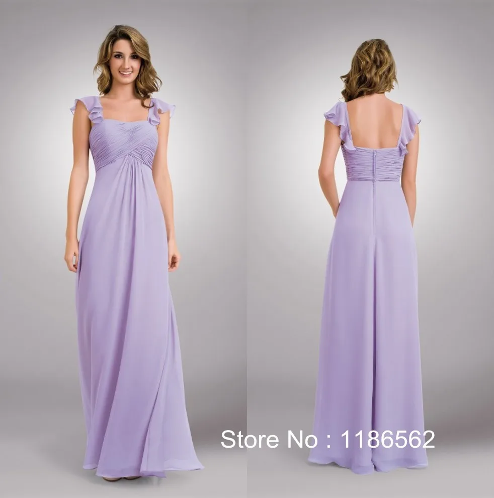 2015 Newest A Line Chiffon Wedding Party font b Dress b font Ruffles Straps Long font