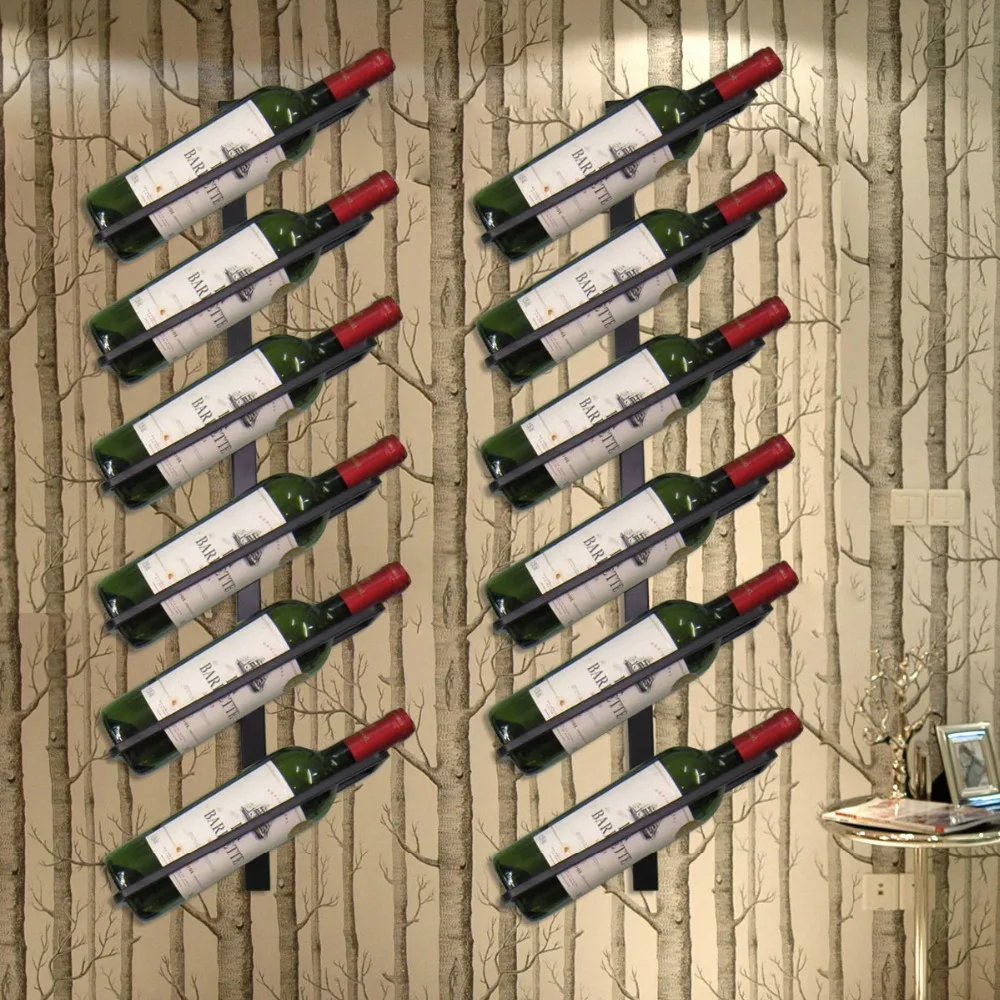 

Iron Wall Mounted Wine Holder European-Style Tilted/Straight Wine Rack Champagne Bottle Display Stand Rack Organizer L3121