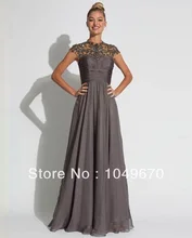 2016 Designer Hohe Kragen Kappen-hülsen Applique Bodenlangen Abendkleid Für Frauen N214
