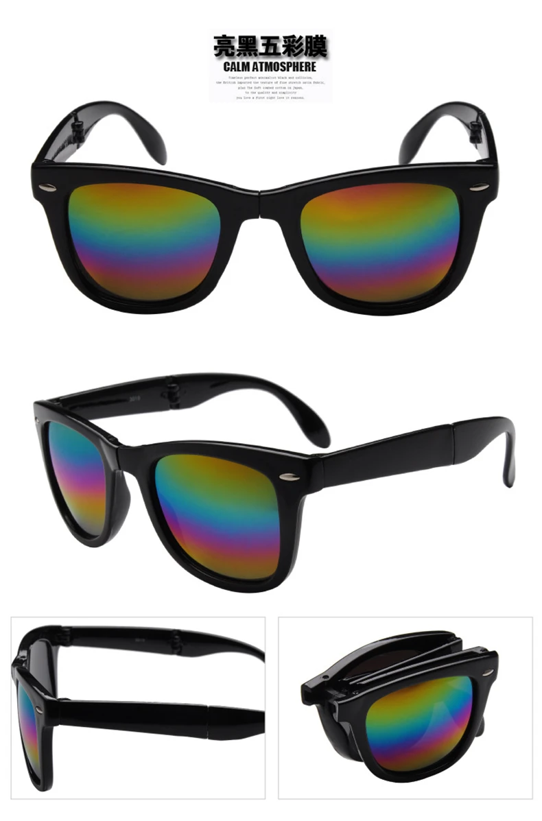 Складные очки с Чехол Для мужчин Для женщин, фирменный дизайн, солнцезащитные зеркальные очки в сложенном виде Óculos De Sol UV400 N складные солнцезащитные очки
