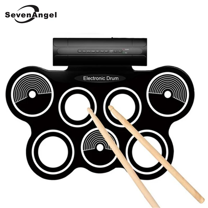 Professional Portable Roll Up USB MIDI Machine Electronic Drums Pad Kit Percussion Instruments with Drumstick for Music Lover