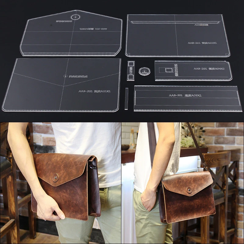 1セットdiy手作りアクリル革男性クロスボディバッグショルダーバッグパターンステンシルテンプレート Leathercraft Tool Sets Aliexpress