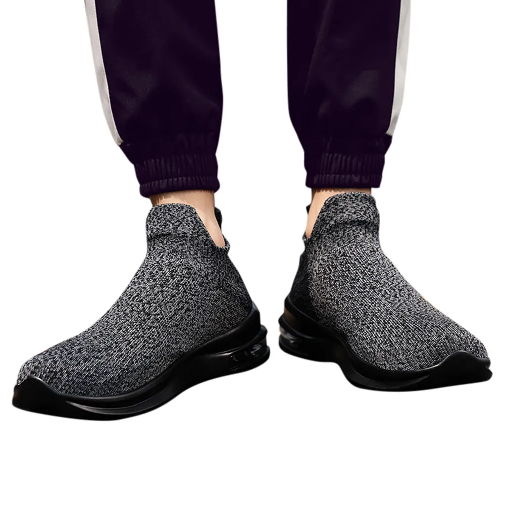 Мужская обувь летние вразлёт, плетение дышащие кроссовки слипоны носки обувь на воздушной подушке, спортивные кроссовки zapatillas hombre# G6 - Цвет: Серый