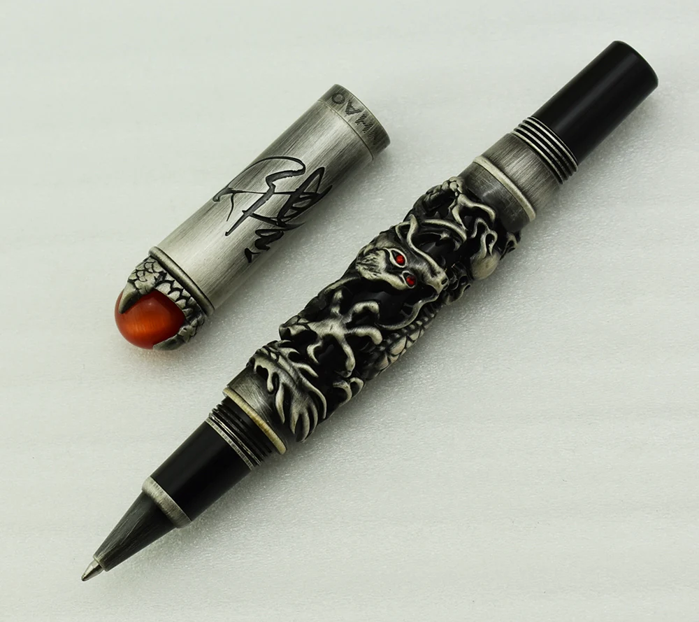 New Jinhao Dragon King Vintage Rollerball Pen, Unique Metal Embossing Hi-tech, Ancient Gray Color Business Office Home Supplies new jinhao dragon king vintage fountain pen unique metal embossing hi tech gray color