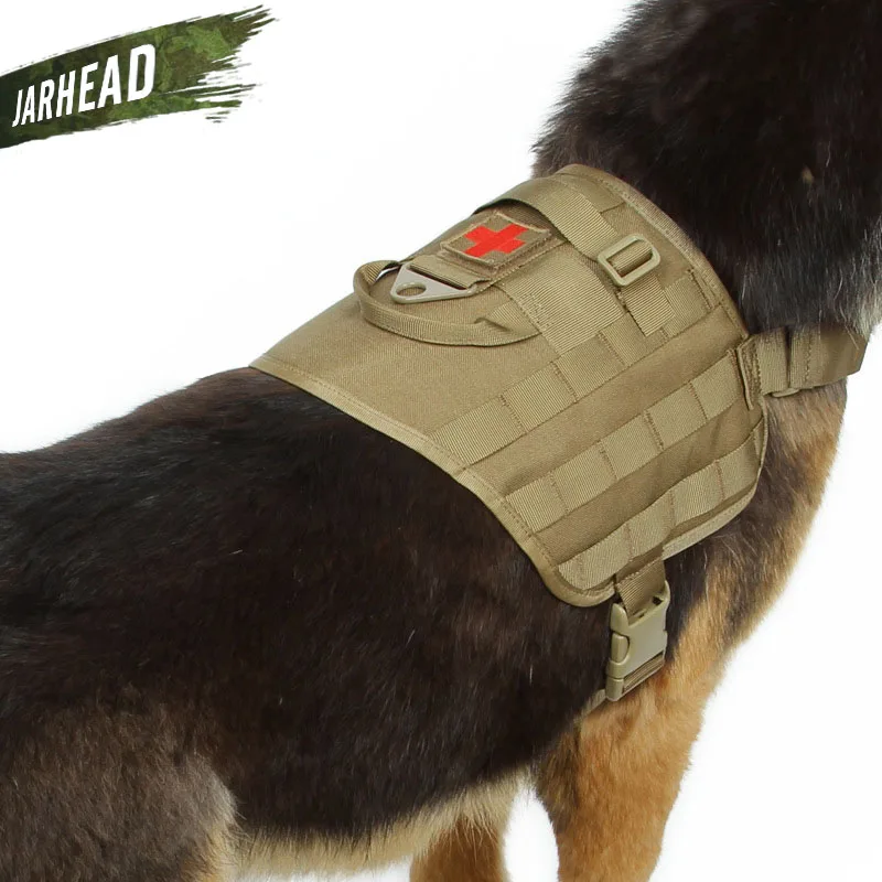 Military Tactical Dog Harness Modular Vest For Walking Hiking Hunting Water Resistant Mollein