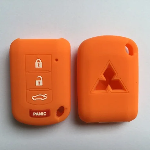 Силиконовые Smart Key FOB держатель чехол для Mitsubishi Mirage ASX Outlander Lancer EX Galant Pajero пульт дистанционного управления 4 кнопки без ключа - Название цвета: Оранжевый