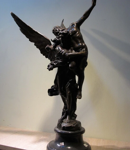 

wholesale factory Western Art Marble Base Copper Bronze Figurine Angel Figure Statue Sculpture