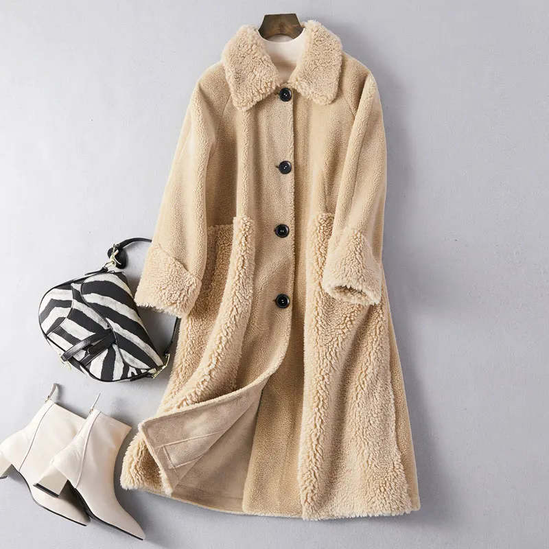 Winter Coat Women Clothes 2019 natural Lamb