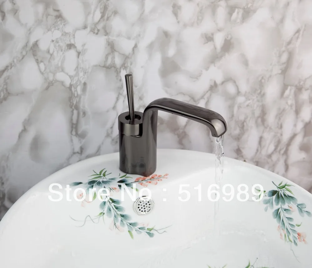 

Black Brushed Nickel Waterfall Bathroom Sink Faucet Single Lever Basin Mixer Tap Basin Hot and Cold Water tree912