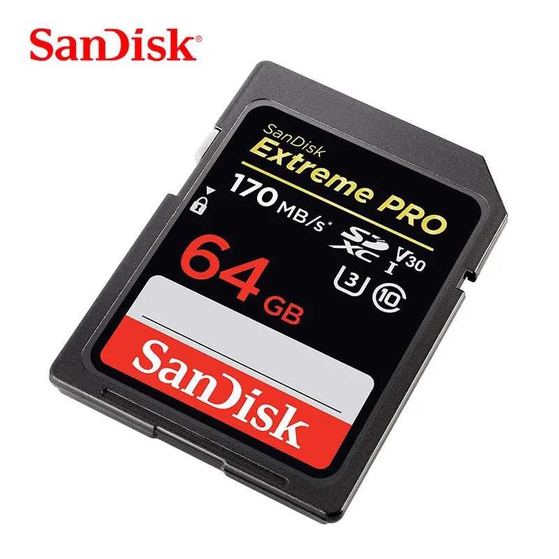 Двойной Флеш-накопитель SanDisk 128 Гб SD Card 64 Гб карта памяти SDXC карты 256 ГБ UHS-I U3 Class10 V30 Extreme PRO карты 170 МБ/с. 4K видео в формате Full HD для SLR Камера