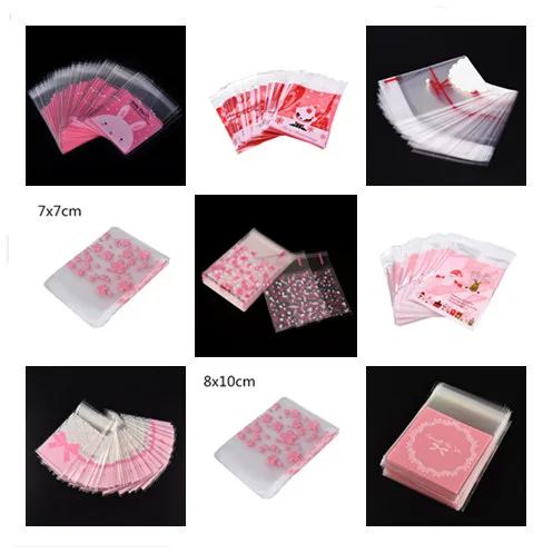 

100pcs/set Cute Dots Plastic Pack Candy Cookie Soap Packaging Bags Cupcake Wrapper Self Adhesive Sample Gift Bag Christmas