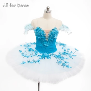 

Customer Size Made Blue Velvet Bodice Professional Dance Pancake Tutu For Girl/Women Ballet Competition/Grading Dance Costume