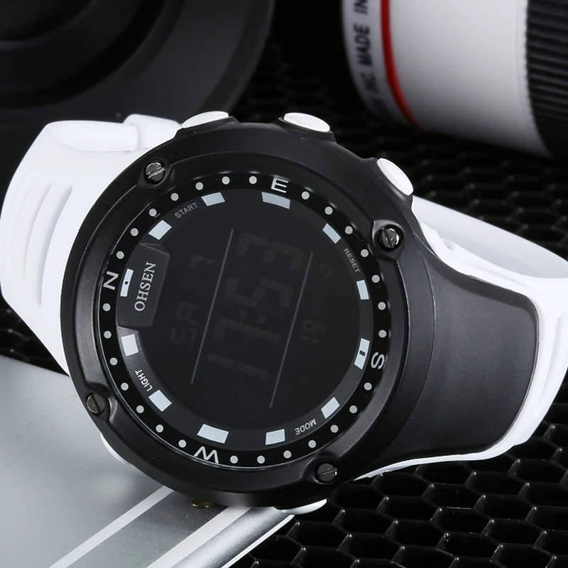 

New in 2016 OHSEN Fashion LCD Digital Mens Watches Rubber Band White Outdoor Sports Waterproof Military Wristwatches Relojes
