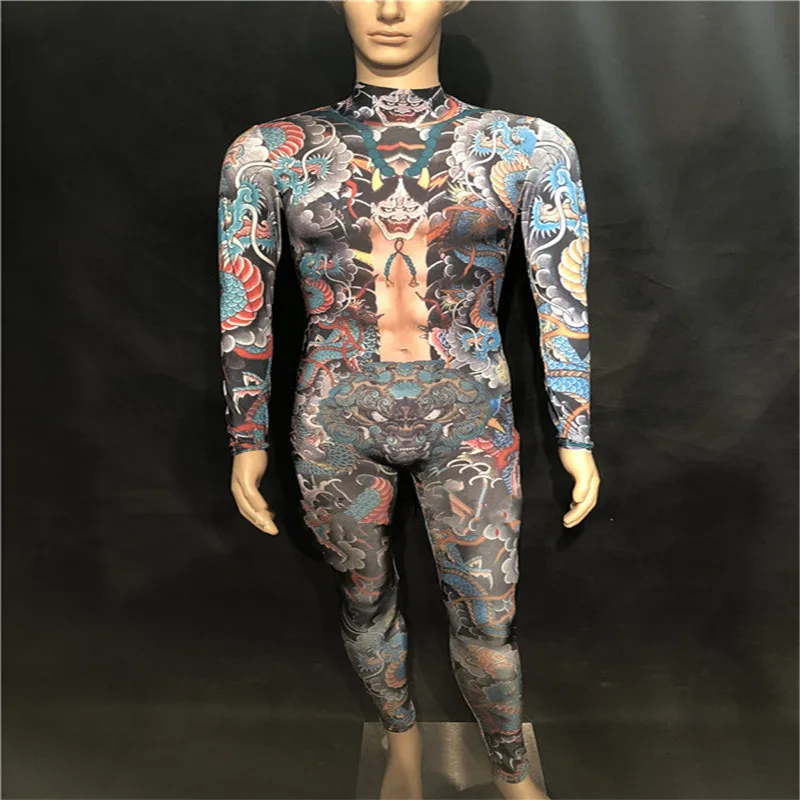 F23 Party event satge wears men jumpsuit Printed bodysuit dj singer performance outfit prom ballroom costumes bar suit catwalk | Дом и сад