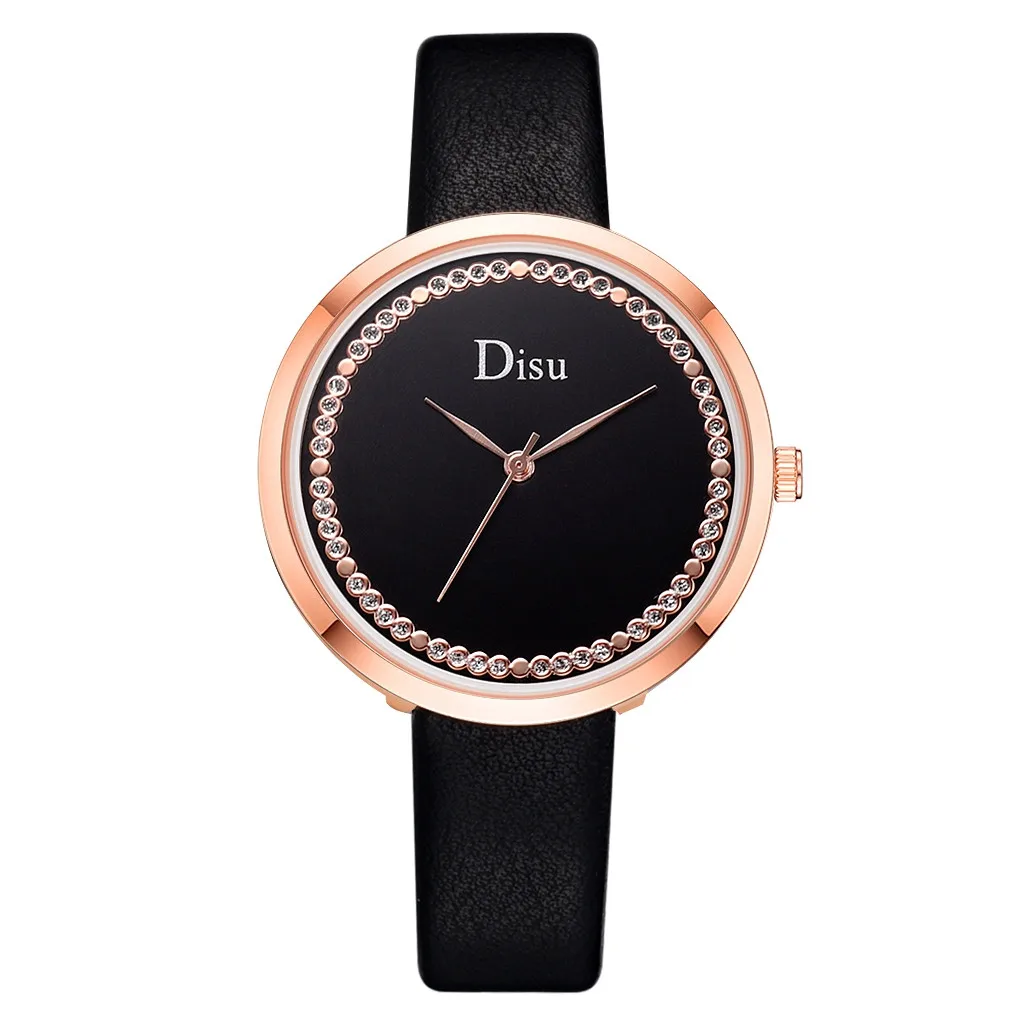 

DISU women's watches brand luxury fashion ladies watch women leather 7 colors Grind Clock dial Clock Wristwatch Relogio Masculin