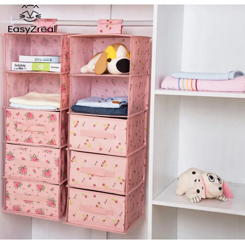 EasyZreal 4 5 floor Wardrobe Hanging Clothing Storage Bag Drawer Home