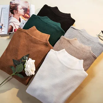 

PEONFLY Women Pullover and Sweaters Long Sleeve Pull Femme Autumn Winter Women Top Warm Knittwear High Elastic Jersey Mujer