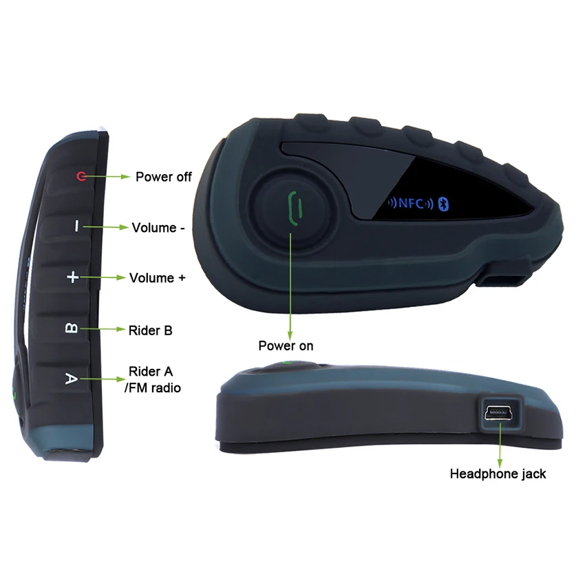 VNETPHONE 2 шт. V8 Интерком 5 Rider BT Bluetooth мотоциклетный шлем гарнитура FM стерео MP3 NFC пульт