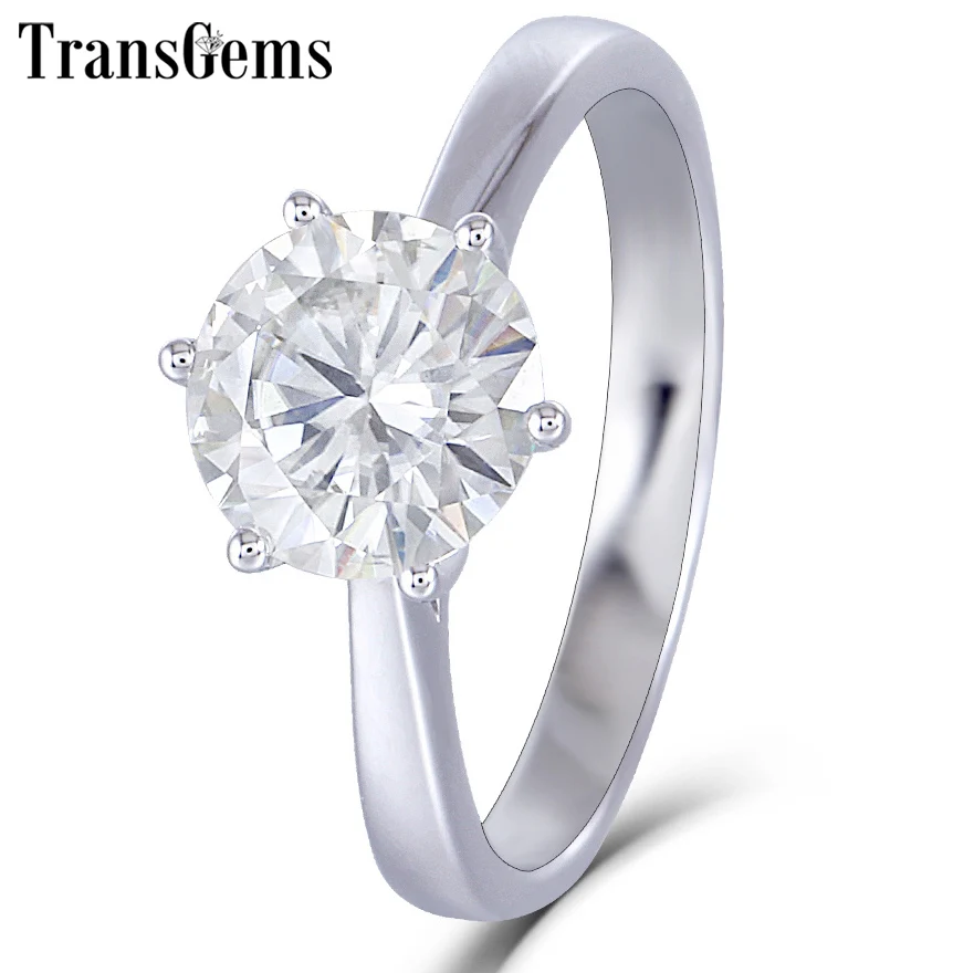 Transgems 14K 585 White Gold Moissanite Diamond Engagement Ring for Women Fine Jewelry Center 2ct F Color Moissanite Ring цена Transgems 14K 585 White Gold Moissanite Diamond Engagement Ring for Women Fine Jewelry Center 2ct F Color Moissanite Ring цены онлайн