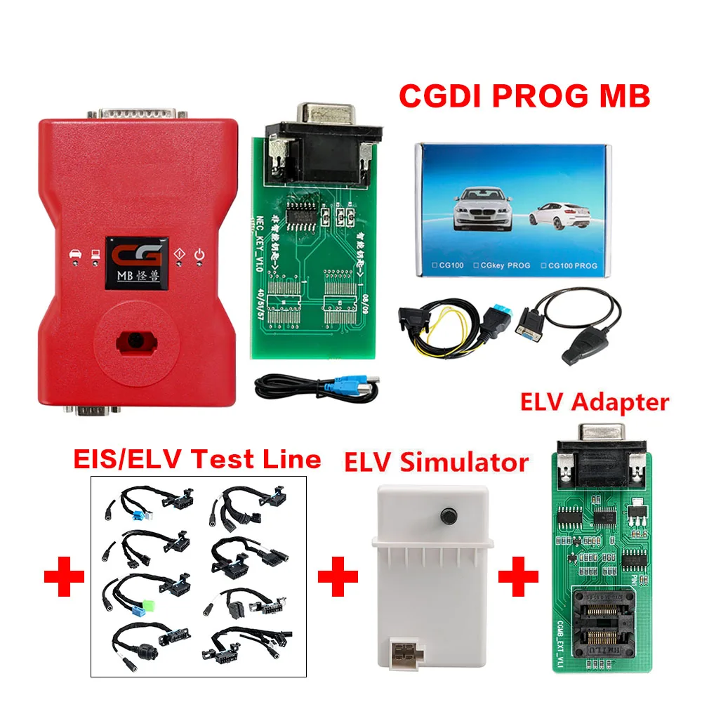 Полный CGDI Prog MB для Benz Авто ключ программист AC ELV адаптер симулятор CGDI Pro OBDII ключ транспондер добавить новые ключи 360 жетонов