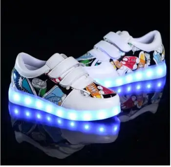 

New Fashion Breathable Kids LED Luminous Sneakers USB Rechargeable Brand Child Boys girls Sports Shoes with lights