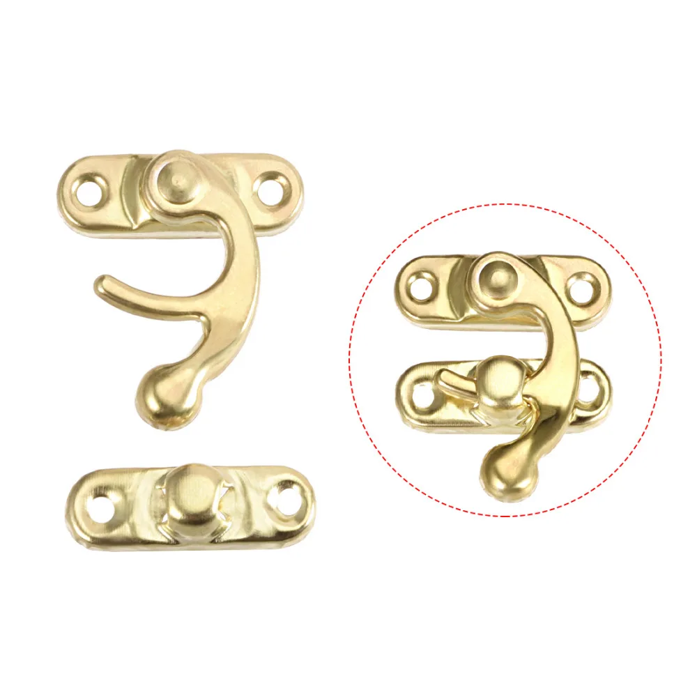 

Uxcell 30pcs Metal Hook Box Latches Hardware Lock Wood Box Clasp Lock Antique Golden 4 Holes 32*27mm Swing Latch Hook