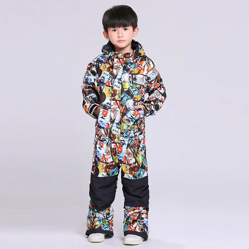 GSOU/лыжная куртка для мальчиков; детский спортивный костюм; водонепроницаемый комбинезон для сноубординга; детский лыжный комбинезон; комбинезоны; пальто