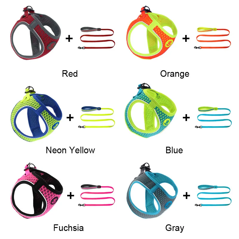 MySudui cat small dog harness and leash set Reflective Soft mesh chihuahua dog puppy harness lead dog vest harness arnes perro (2)
