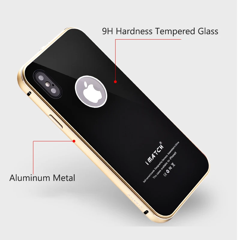 Оригинальный iMatch чехол для iPhone X Coque Роскошный Алюминиевый металлический бампер +