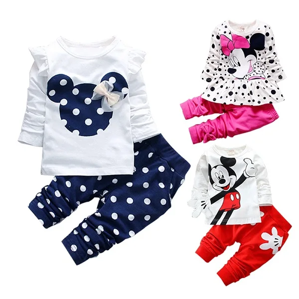 

1pcs 0-4Yrs Boys&Girls Cotton Spring sport suit Kids Mickey Minnie Clothing set Kids fashion clothes baby boys&Girls cartoon set