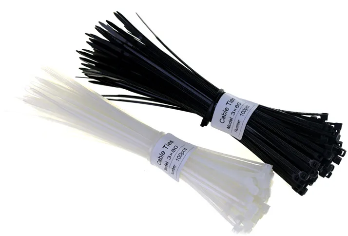 

100PCS 3 X 80 Black White Milk Cable Wire Zip Ties Self Locking Nylon Cable Tie
