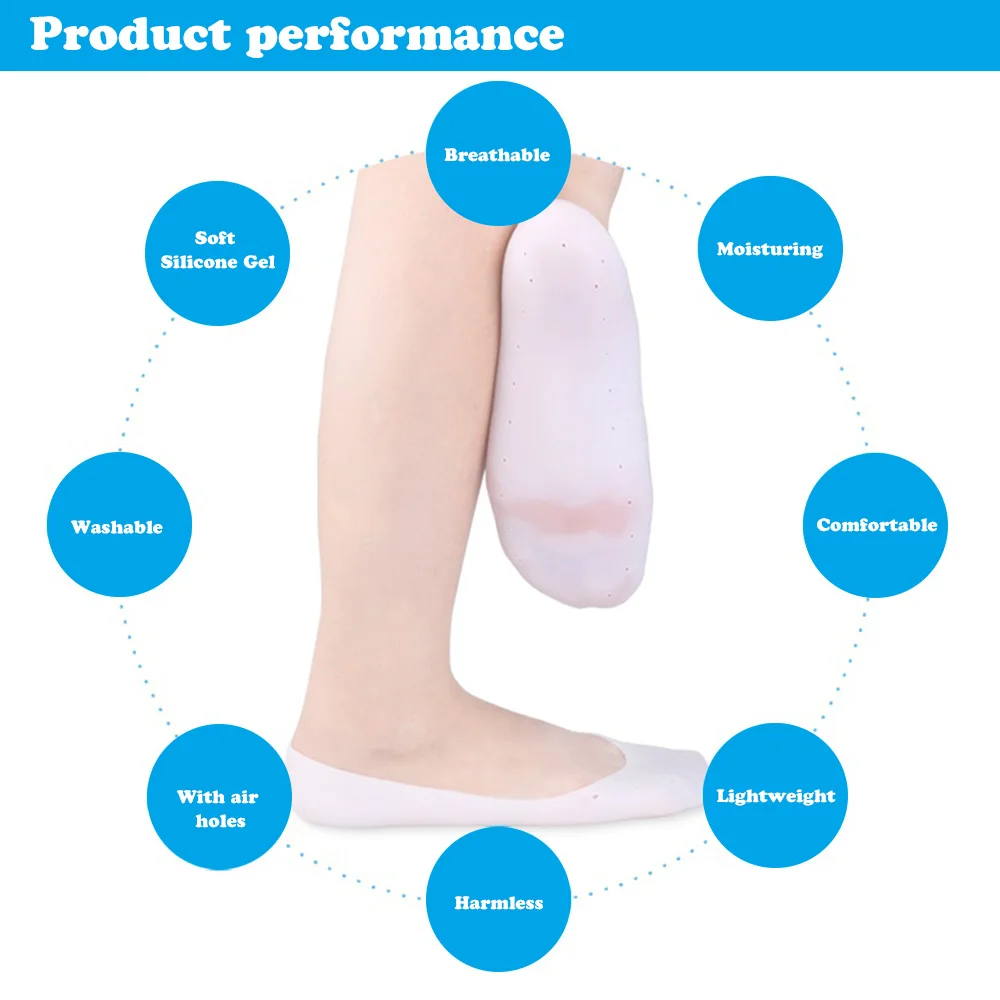 1 пара мягкие силиконовые увлажняющие Гелеобразные напяточники носки треснутый уход за кожей ног протектор дышащий массажер для ног от