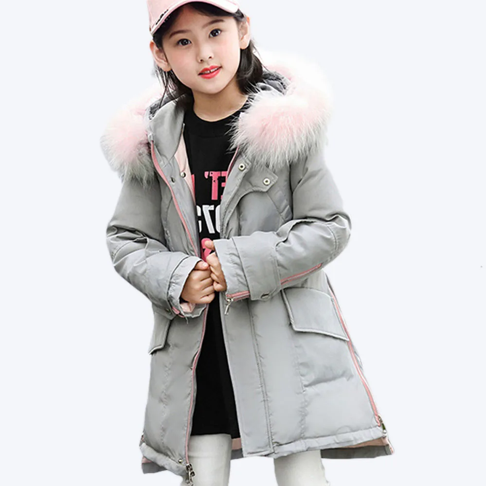 

Teen Girls Winter Jackets -30 Degree Children Winter Coat Kids 80% White Duck Down Coat Long Children Kids Parka Jackets 2018