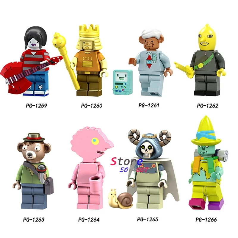 

Single Cartoon movie Adventure time King of Ooo Mo and Bimo Lemon Party Pat Prismo Figure building block toys for children