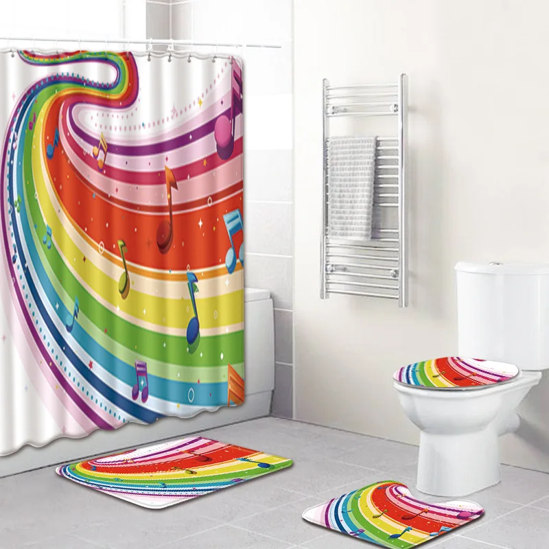 cheap Bathroom carpet, bath curtain, note pattern, water absorption, anti skid toilet floor mat, four sets of mattress toilet mat