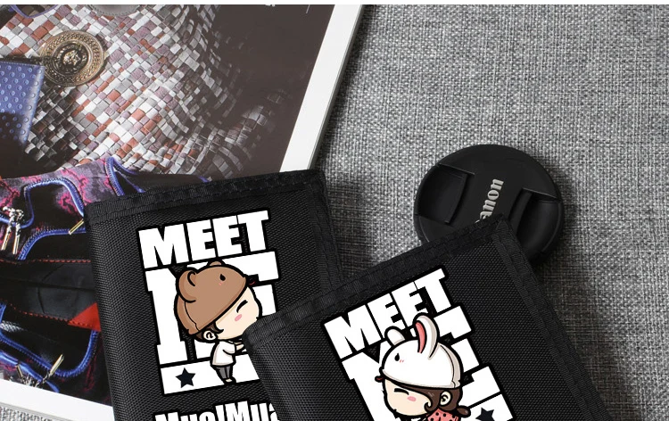 Cute Cartoon Lover Wallets for Boys and Girls Oxford Carteira Short Velcro Wallets (1)