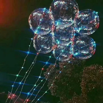 

10set 18/24inch Clear Bubble Balloon With Led Strip Copper Wire Luminous Led Balloons For wedding Decor Birthday Party Supplies