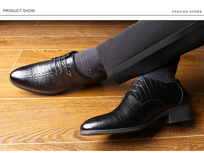 BIMUDUIYU Мужские модельные туфли в деловом стиле из крокодиловой кожи; дышащие Туфли-оксфорды из натуральной кожи; модные мужские свадебные туфли на плоской подошве с острым носком