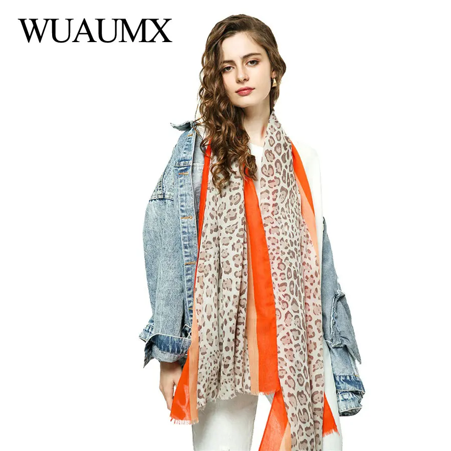 

Wuaumx 180*90cm Elegant Scarf Women Leopard Pattern Hijab Scarfs Ladies Scarves Cotton Capes Wraps Sunscreen Shaws sjaal apaszka